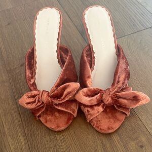 Loeffler Randall Rust Velvet Bow Heels